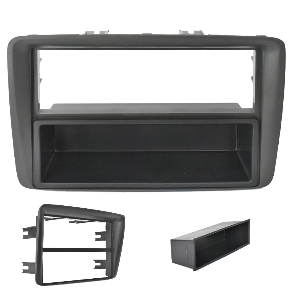 Mascherina Adattatore Autoradio Stereo 1DIN per Fiat Panda (169) dal 2003 Nero Adattatore con Vano