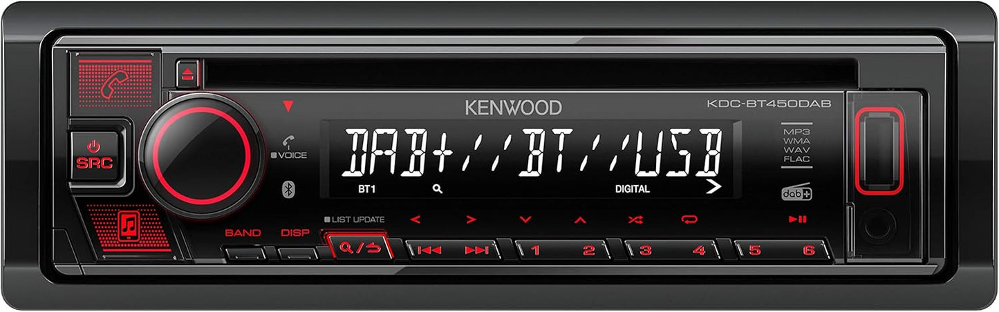 Autoradio KENWOOD KDC-BT450DAB 1DIN DAB+ Ingresso CD/USB Bluetooth con Antenna DAB Inclusa
