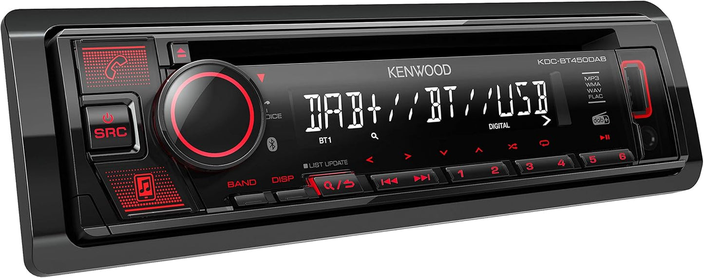 Autoradio KENWOOD KDC-BT450DAB 1DIN DAB+ Ingresso CD/USB Bluetooth con Antenna DAB Inclusa