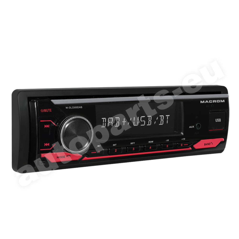 Autoradio Macrom M-DL3300DAB 1DIN per Auto DAB+ Bluetooth Ingresso USB AUX 4x50W