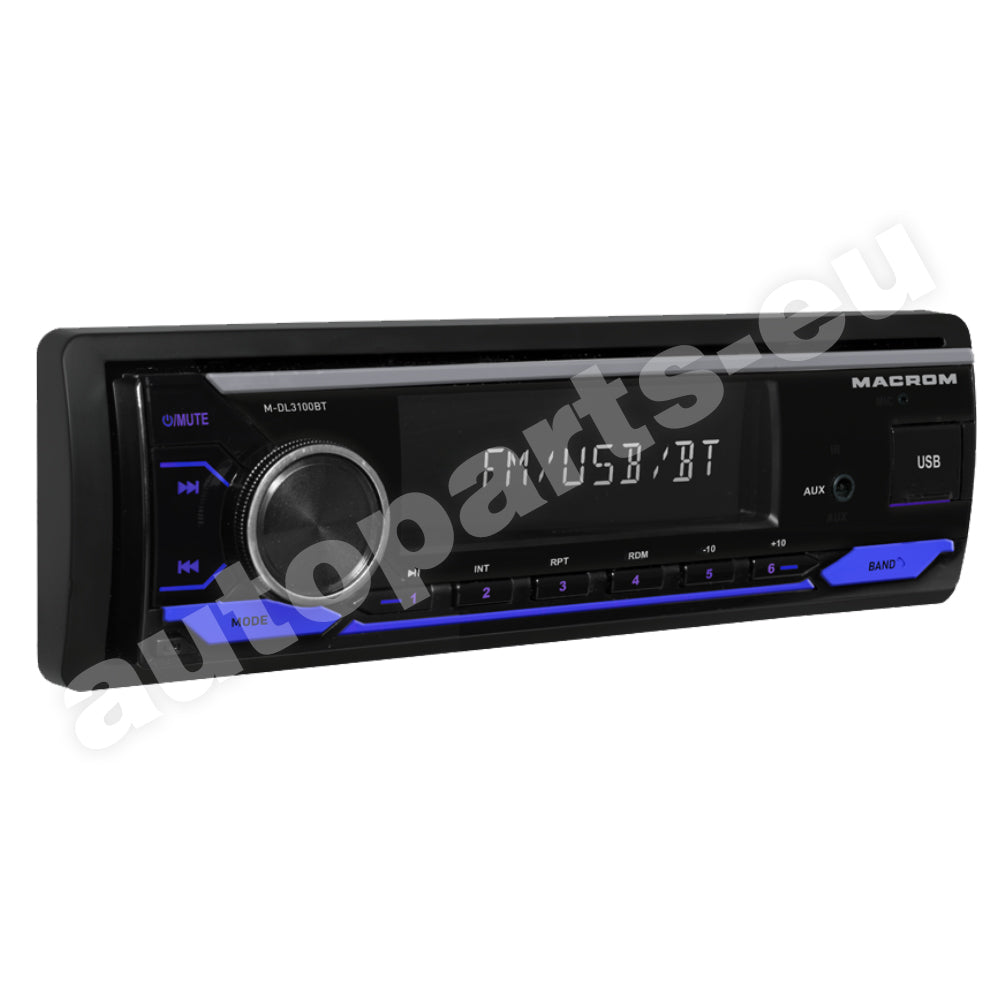 Autoradio Macrom M-DL3100BT 1DIN per Auto Bluetooth Ingresso USB AUX 4x50W