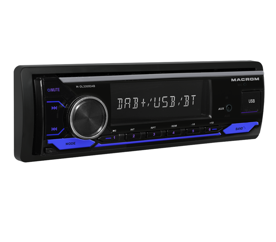 Autoradio Macrom M-DL3300DAB 1DIN per Auto DAB+ Bluetooth Ingresso USB AUX 4x50W