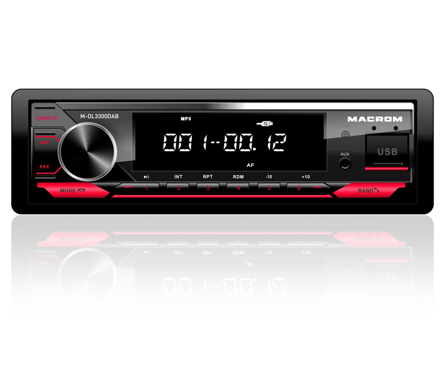 Autoradio Macrom M-DL3300DAB 1DIN per Auto DAB+ Bluetooth Ingresso USB AUX 4x50W