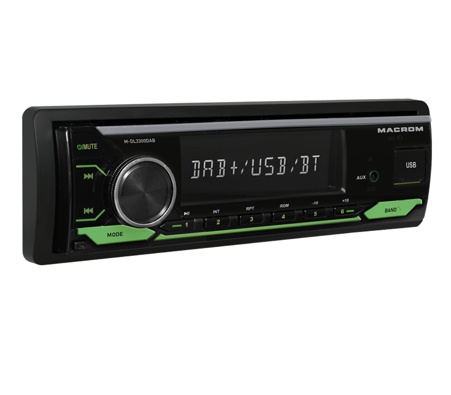 Autoradio Macrom M-DL3300DAB 1DIN per Auto DAB+ Bluetooth Ingresso USB AUX 4x50W