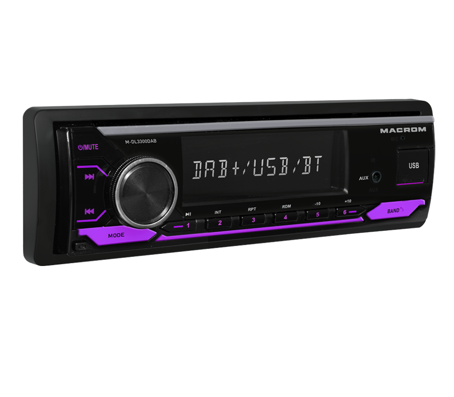 Autoradio Macrom M-DL3300DAB 1DIN per Auto DAB+ Bluetooth Ingresso USB AUX 4x50W