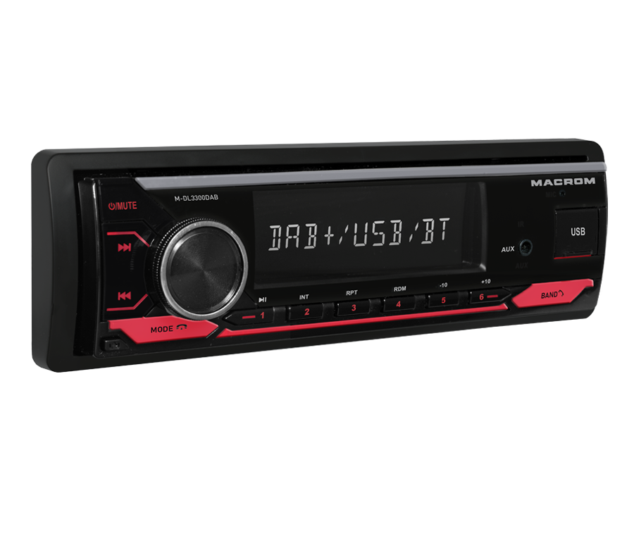 Autoradio Macrom M-DL3300DAB 1DIN per Auto DAB+ Bluetooth Ingresso USB AUX 4x50W