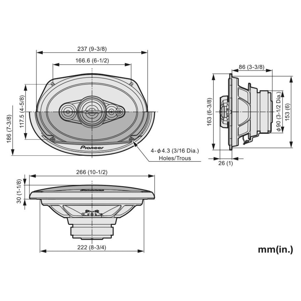 Condividi Pioneer TS-A6991F Altoparlante a 5 Vie Coassiale 6x9" Max Power 700W 4 Ohm