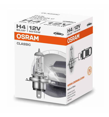 Confezione 10 Lampade Alogene Osram H4 Classic per Auto e Moto 12V
