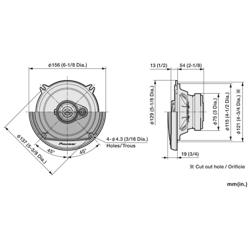 Pioneer TS-A1371F Altoparlanti per Auto a 3 Vie 130mm Max Power 300W 4 Ohm