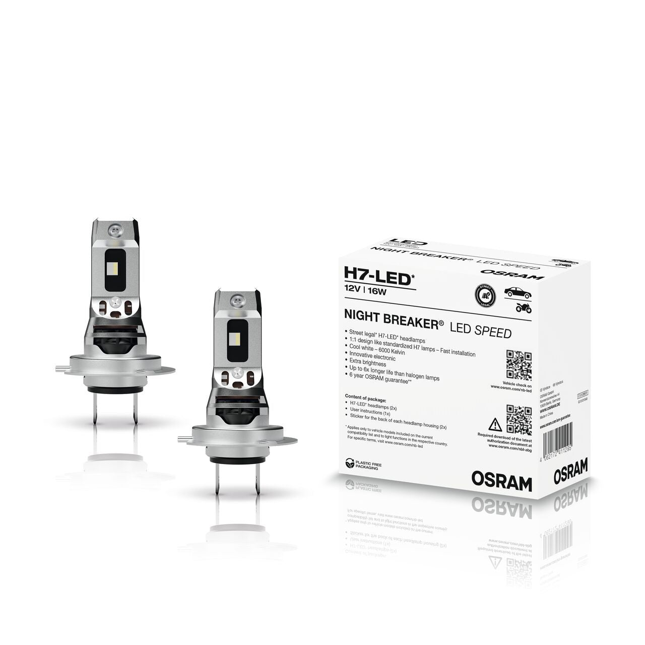 OSRAM Night Breaker H7 Lampade LED SPEED Omologate 6000K per Auto e Moto