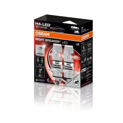 Lampade LED OSRAM Omologate per Auto e Moto H4 Night Breaker Speed +450%