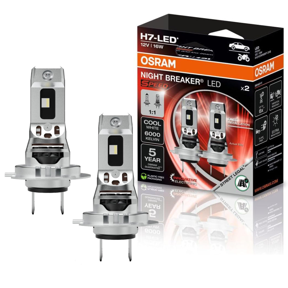 Lampade LED OSRAM Omologate per Auto e Moto H7 Night Breaker Speed +450%