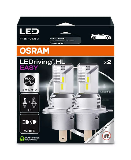 Lampade LED Osram LEDriving HL EASY H4/14 2 PZ per Fari Auto Luce Bianca 6500K