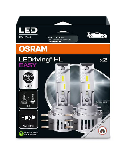 Lampade LED Osram LEDriving HL EASY H15 2 PZ per Fari Auto Luce Bianca 6500K