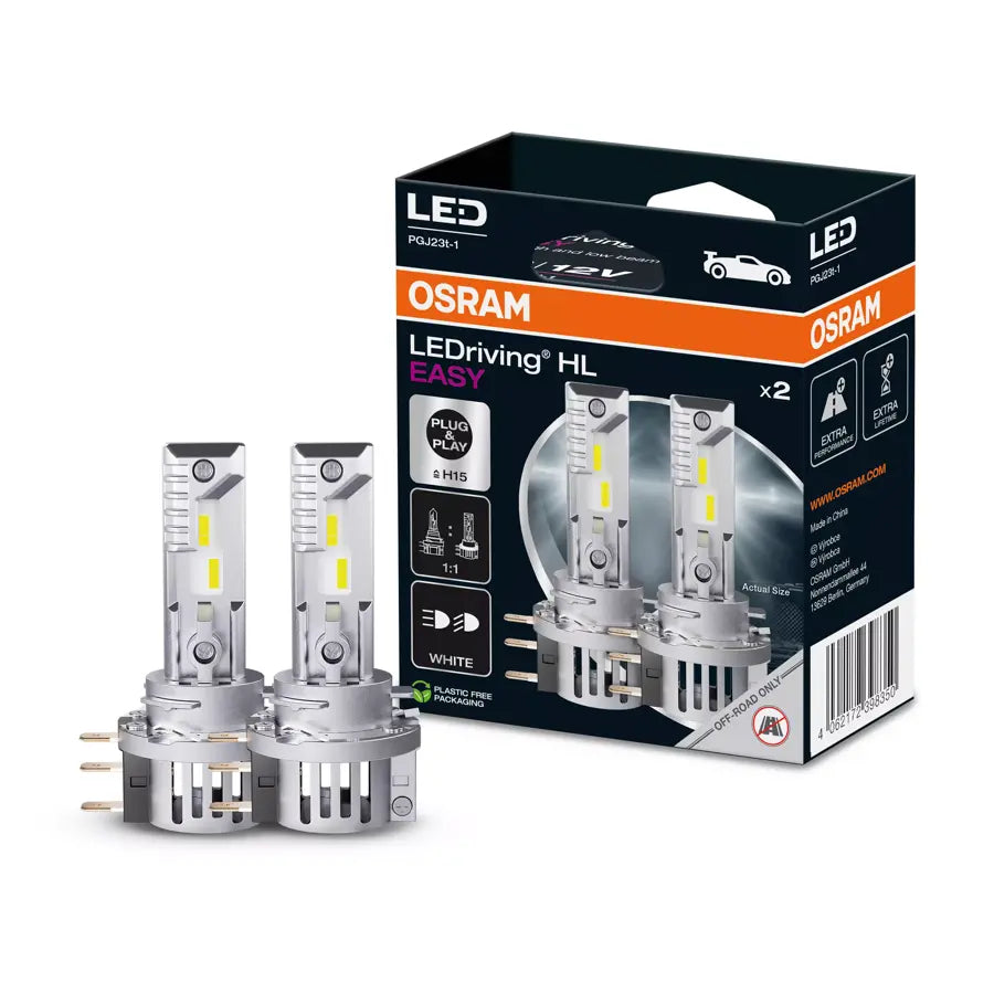 Lampade LED Osram LEDriving HL EASY H15 2 PZ per Fari Auto Luce Bianca 6500K