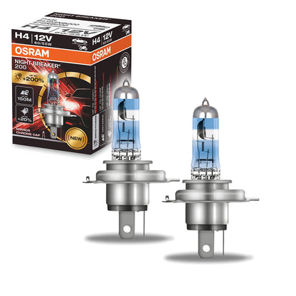 Coppia 2 Lampade Alogene Osram Night Breaker H4 64193NB200 per Auto