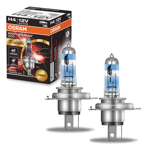 Coppia 2 Lampade Alogene Osram Night Breaker H4 64193NB200 per Auto