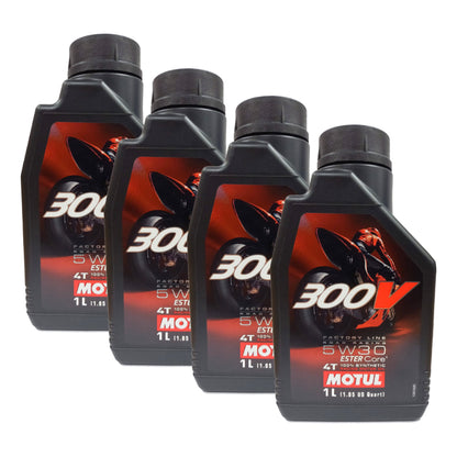 Olio Motul 300V 5W-30 per Moto 4T 4L 100% Sintetico Factory Line 104108