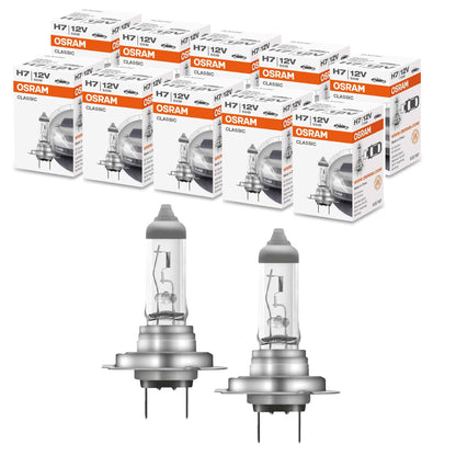 Lampade Osram H7 Classic Alogene Ricambio compatibile per Auto Confezione da 10