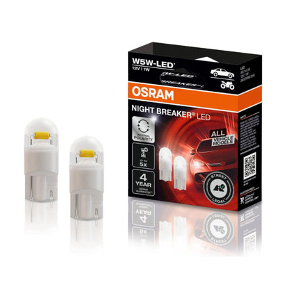 Lampade Led Osram W5W Kit 2 Luci Posizione Targa Omologate per Auto e Moto W2.1x9.5d