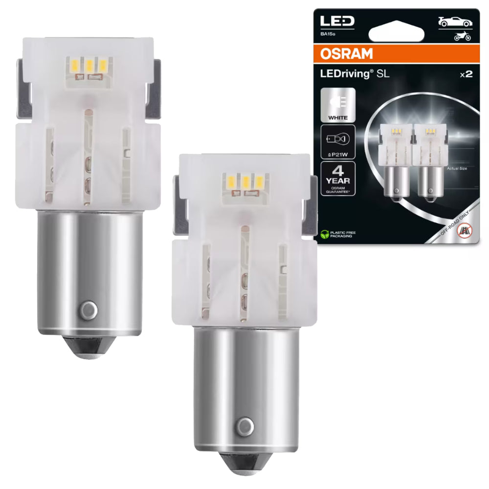 Coppia 2 Lampade LED Osram P21W BA15s per Auto e Moto