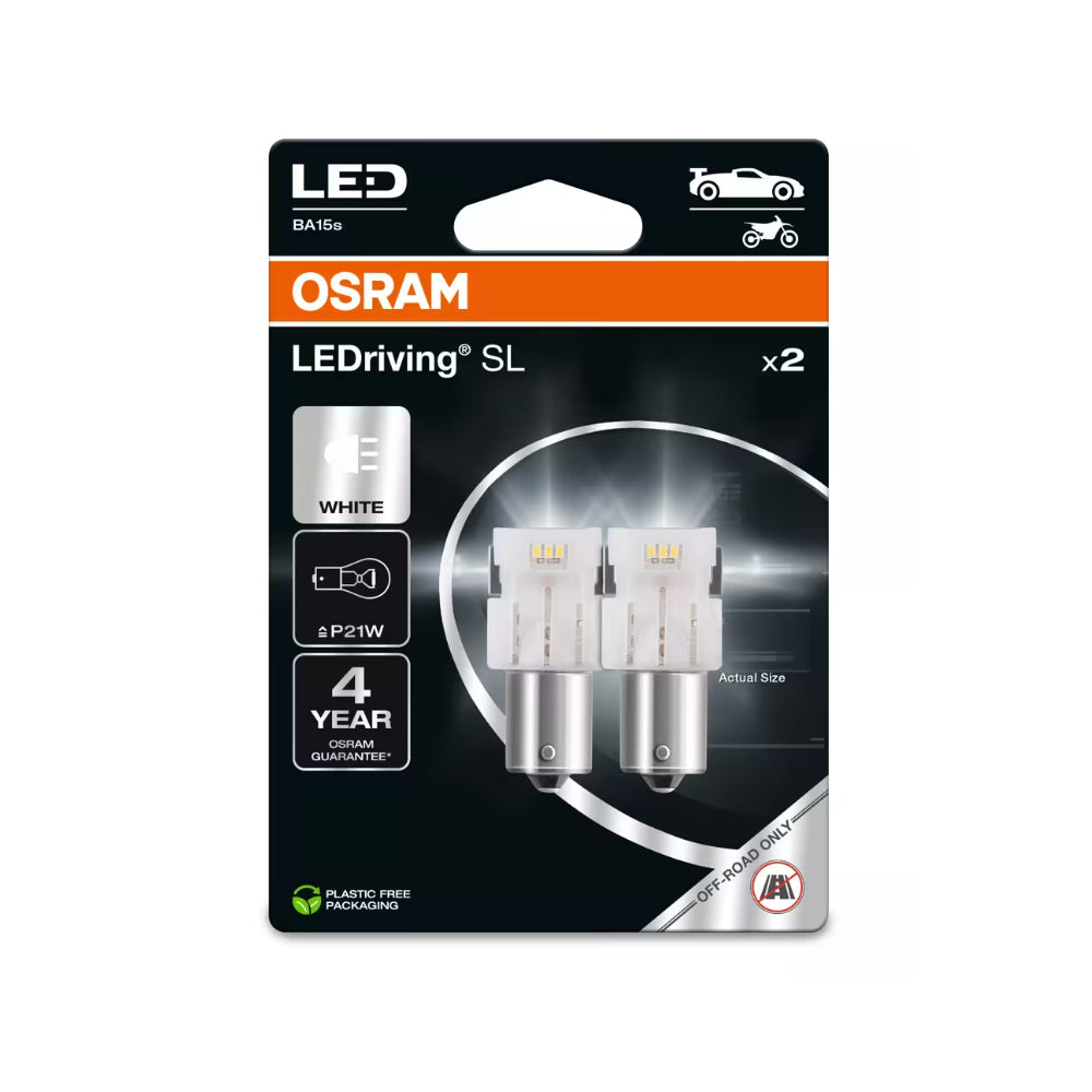 Coppia 2 Lampade LED Osram P21W BA15s per Auto e Moto