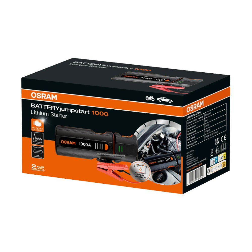 Osram Batteryjumpstart 1000 Avviatore Emergenza per Batteria Booster Powerbank
