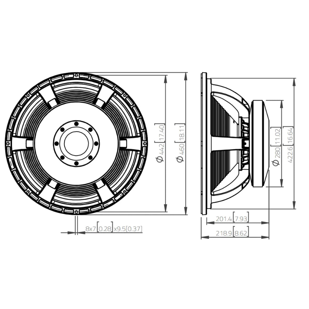 LaVoce SAF 185.00 Subwoofer 18'' Professionale 3200W Versione 8 Ohm