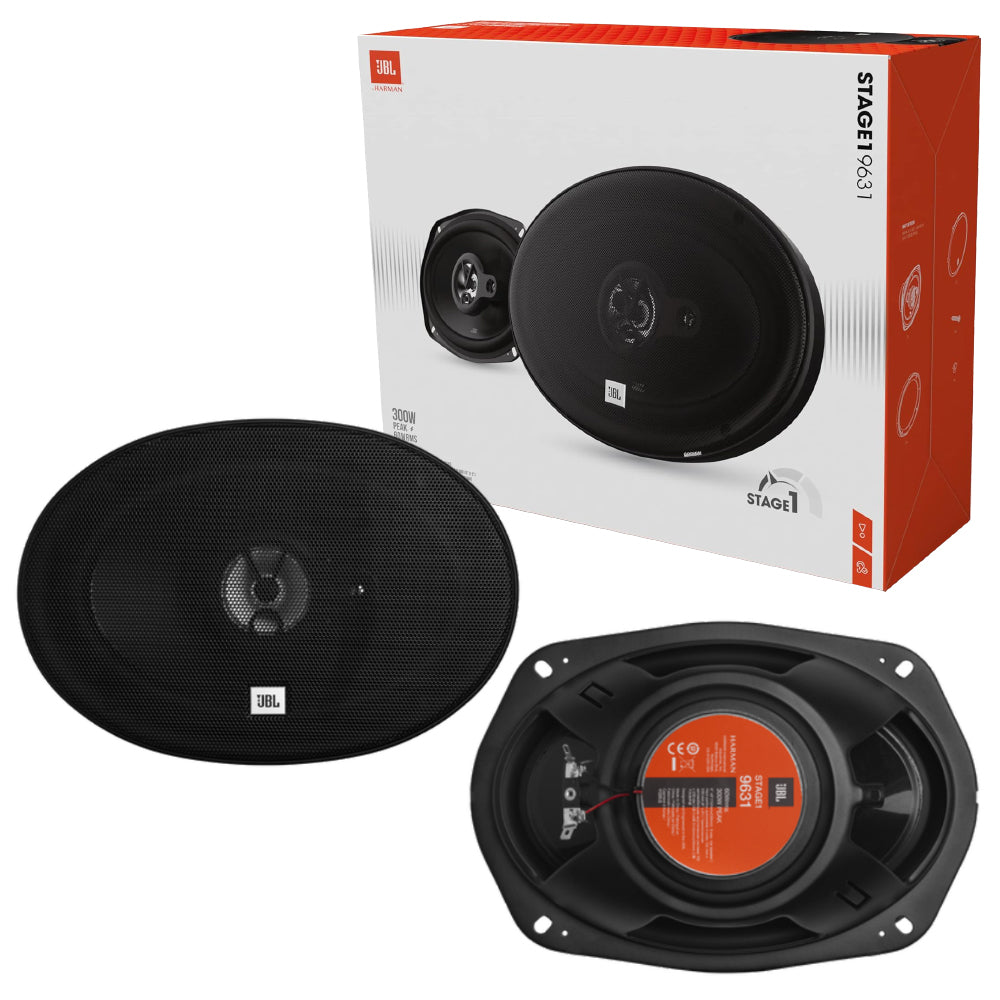 Set Casse Altoparlanti Coassiali 6"x9" JBL STAGE1 9631 a 3 Vie per Auto 300W Max