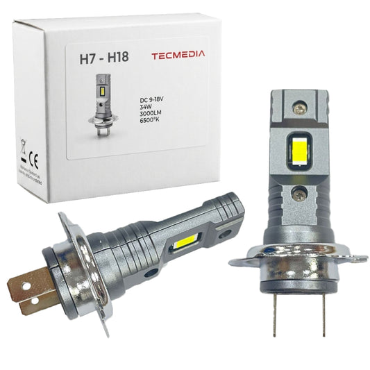 Coppia 2 Lampade LED H7 H18 per Auto Moto Plug & Play 9 / 18V Luce Bianca 6500K